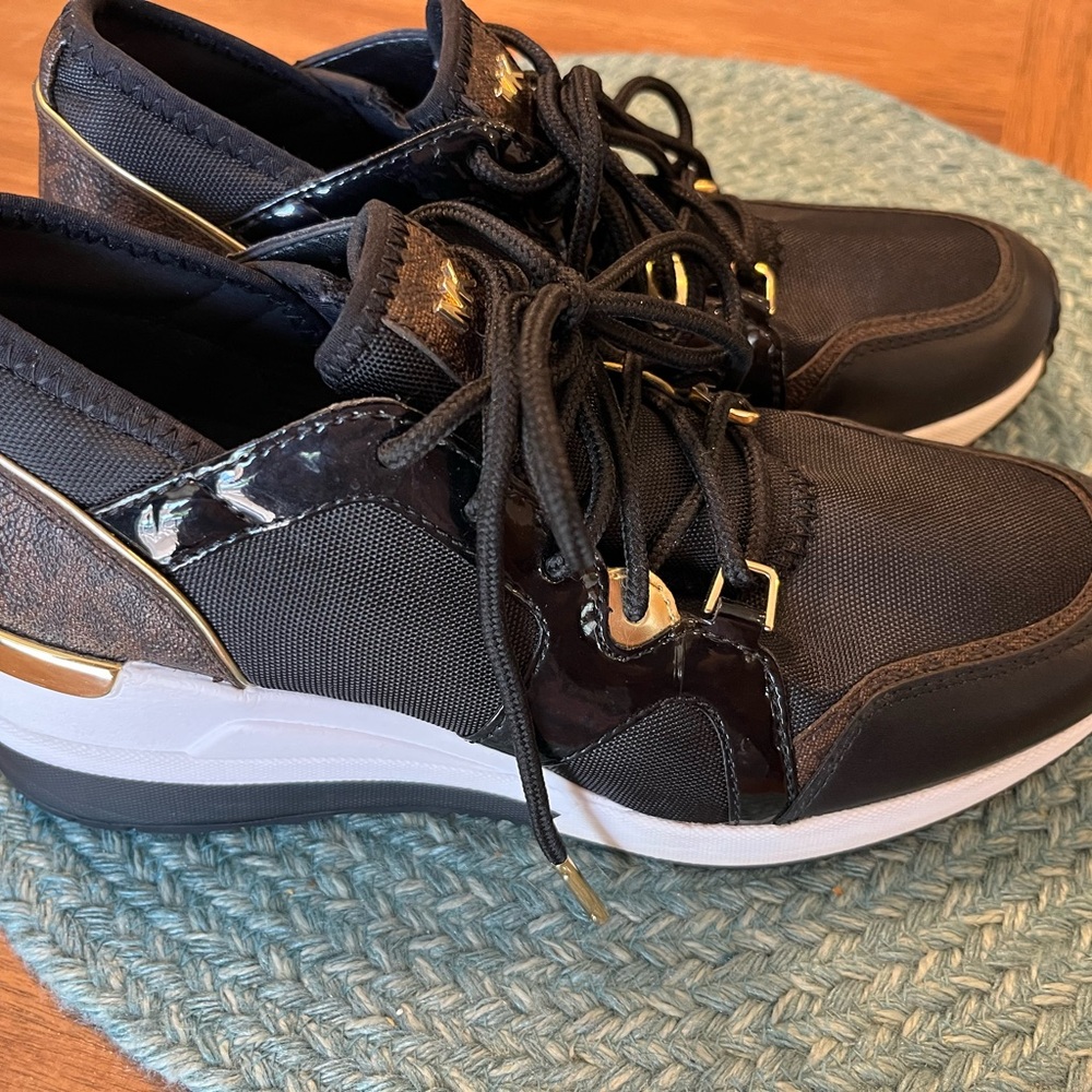 Michael Kors Black and Gold Accent Sneakers - Picture 4 of 12